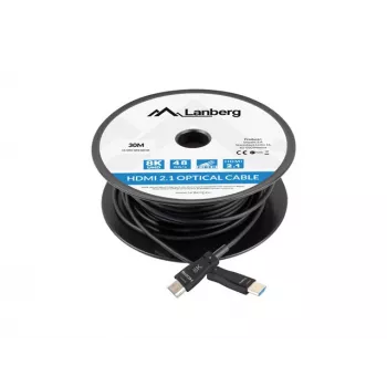 LANBERG HDMI kabelis - M/m V2.1 Optical AOC - 30m Melns