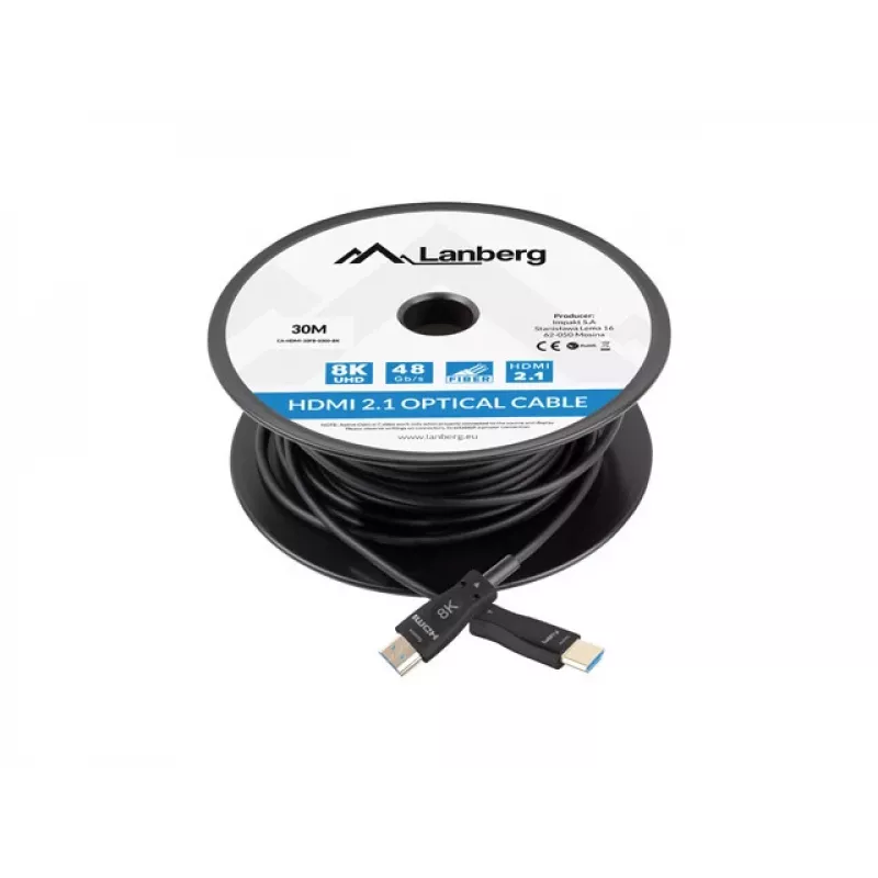 LANBERG HDMI kabelis - M/m V2.1 Optical AOC - 30m Melns
