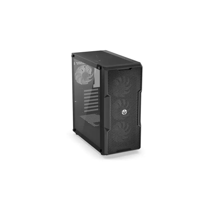 PC korpuss ENDORFY Regnum 400 ARGB Tower Black — ATX, rūdīts stikls, ARGB, 3x120mm priekšā, 1x120mm aizmugurē, atbalsta GPU līdz 37 cm