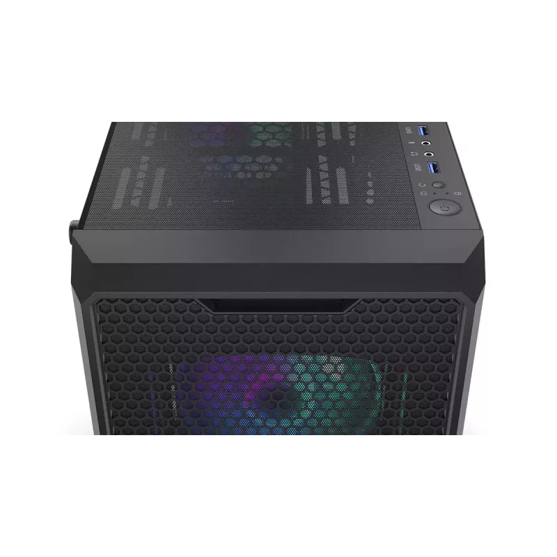 PC korpuss ENDORFY Regnum 400 ARGB Tower Black — ATX, rūdīts stikls, ARGB, 3x120mm priekšā, 1x120mm aizmugurē, atbalsta GPU līdz 37 cm