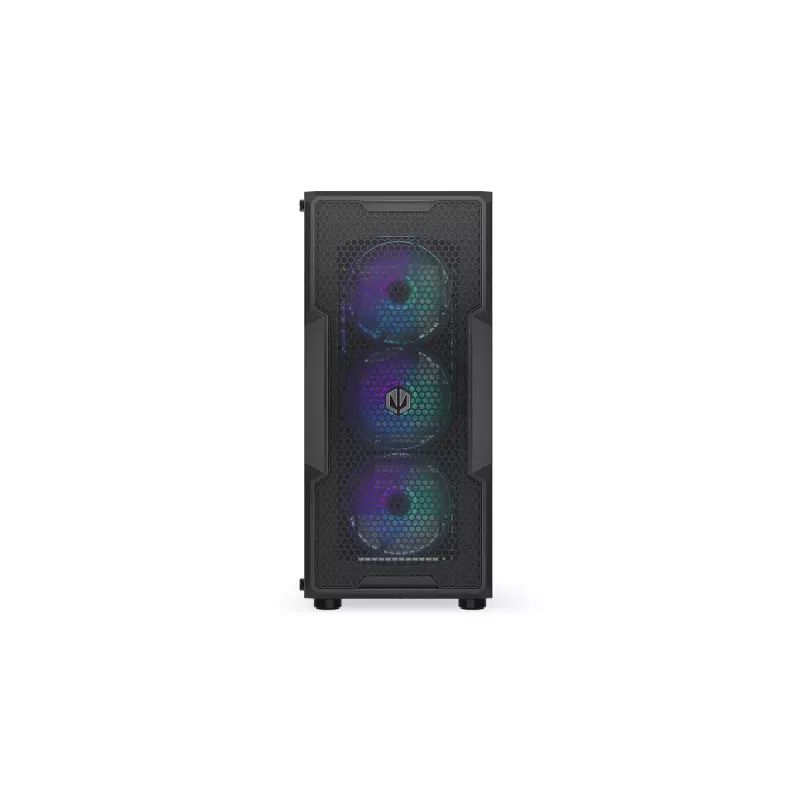 PC korpuss ENDORFY Regnum 400 ARGB Tower Black — ATX, rūdīts stikls, ARGB, 3x120mm priekšā, 1x120mm aizmugurē, atbalsta GPU līdz 37 cm