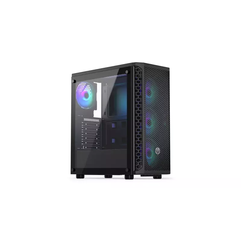 PC korpuss ENDORFY Signum 300 ARGB Tornis Melns — ATX, rūdīts stikls, ARGB apgaismojums, atbalsta GPU 350mm, CPU dzesētāja augstums 161mm