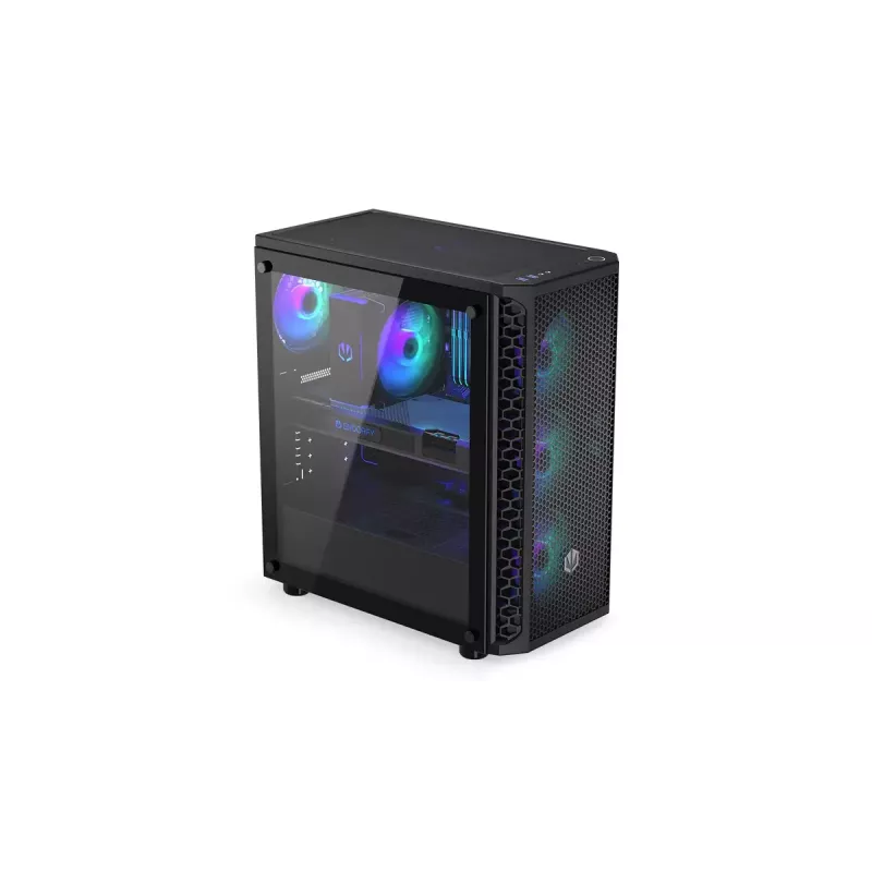 PC korpuss ENDORFY Signum 300 ARGB Tornis Melns — ATX, rūdīts stikls, ARGB apgaismojums, atbalsta GPU 350mm, CPU dzesētāja augstums 161mm