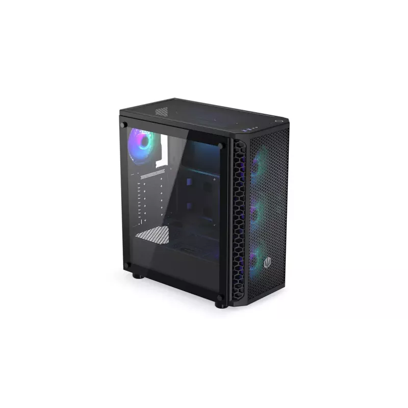 PC korpuss ENDORFY Signum 300 ARGB Tornis Melns — ATX, rūdīts stikls, ARGB apgaismojums, atbalsta GPU 350mm, CPU dzesētāja augstums 161mm