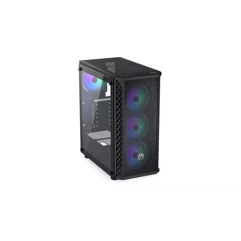 PC korpuss ENDORFY Signum 300 ARGB Tornis Melns — ATX, rūdīts stikls, ARGB apgaismojums, atbalsta GPU 350mm, CPU dzesētāja augstums 161mm