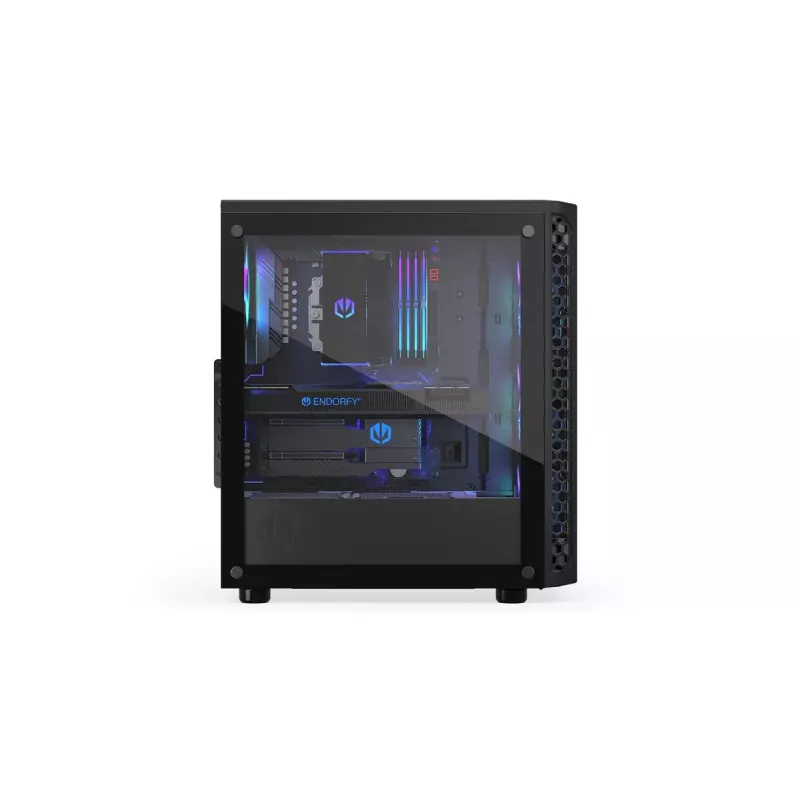 PC korpuss ENDORFY Signum 300 ARGB Tornis Melns — ATX, rūdīts stikls, ARGB apgaismojums, atbalsta GPU 350mm, CPU dzesētāja augstums 161mm