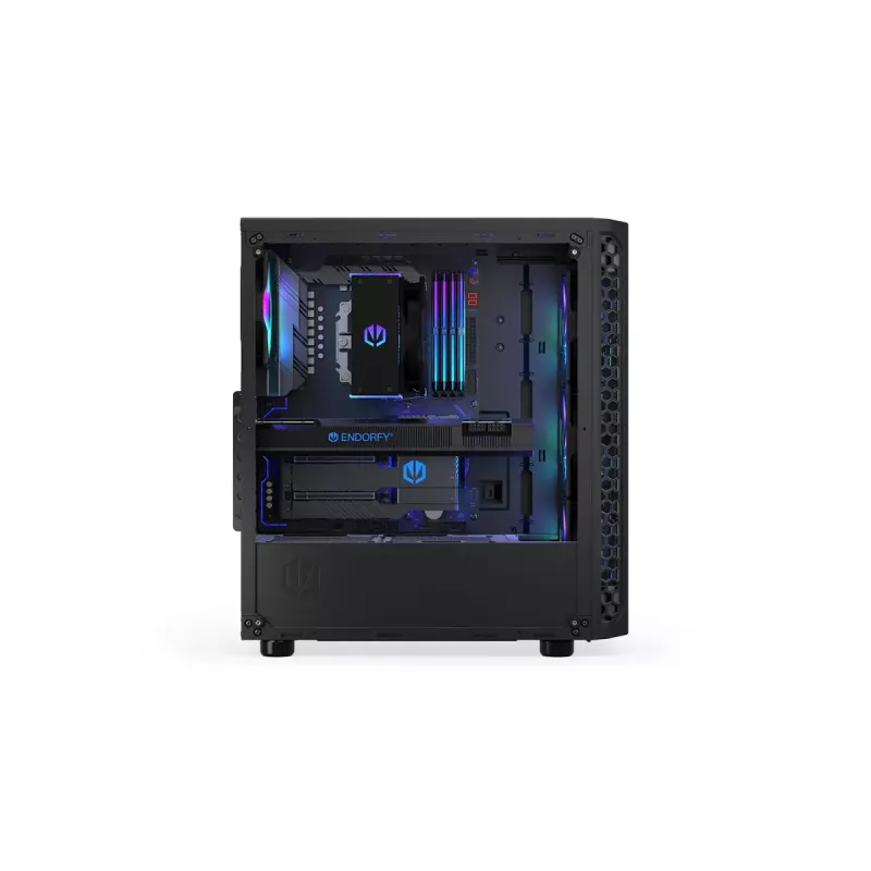 PC korpuss ENDORFY Signum 300 ARGB Tornis Melns — ATX, rūdīts stikls, ARGB apgaismojums, atbalsta GPU 350mm, CPU dzesētāja augstums 161mm