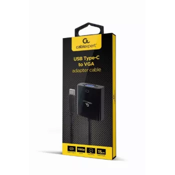 GEMBIRD USB Type-C uz VGA displeja adapteris, 15 cm, melns