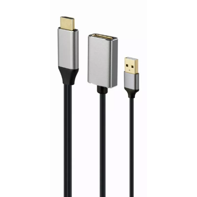 GEMBIRD Active 4K HDMI vīriešu uz DisplayPort sieviešu adapteris, melns