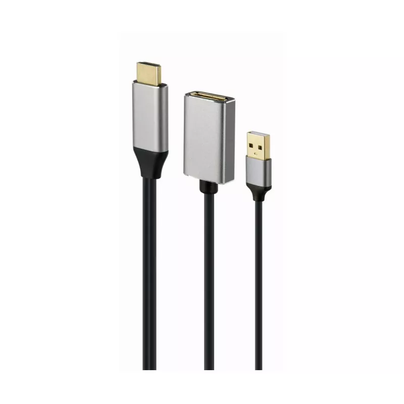 GEMBIRD Active 4K HDMI vīriešu uz DisplayPort sieviešu adapteris, melns