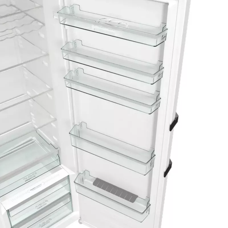 Brīvi stāvošs ledusskapis Gorenje R619EAW6 — 398 L, energoefektivitātes klase E, 1850×595×663 mm, balts