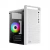 Datora korpuss AEROCOOL PGS CS-109-G-WT-v1 Mini Tornis SPCC balts — microATX, līdz 26 cm GPU, FRGB, sieta priekšpuse