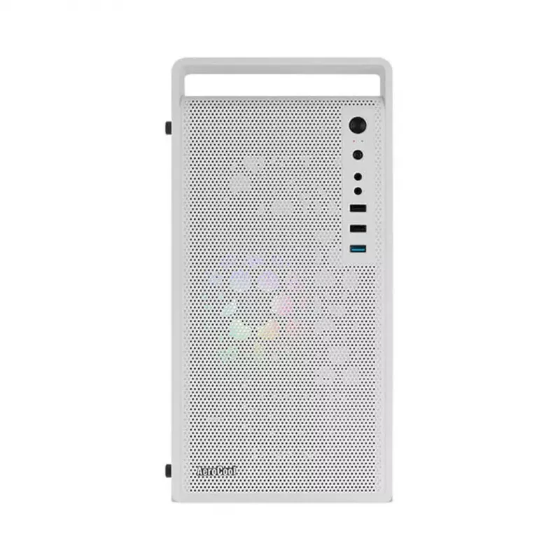 Datora korpuss AEROCOOL PGS CS-109-G-WT-v1 Mini Tornis SPCC balts — microATX, līdz 26 cm GPU, FRGB, sieta priekšpuse