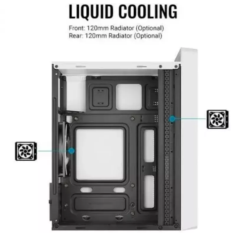 Datora korpuss AEROCOOL PGS CS-109-G-WT-v1 Mini Tornis SPCC balts — microATX, līdz 26 cm GPU, FRGB, sieta priekšpuse