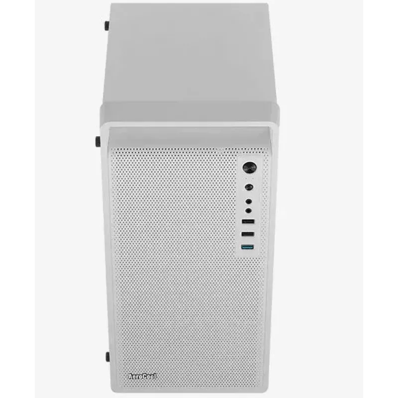 Datora korpuss AEROCOOL PGS CS-109-G-WT-v1 Mini Tornis SPCC balts — microATX, līdz 26 cm GPU, FRGB, sieta priekšpuse