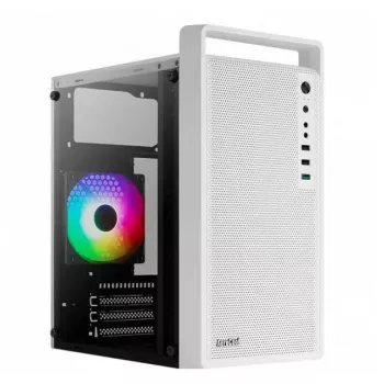 Datora korpuss AEROCOOL PGS CS-109-G-WT-v1 Mini Tornis SPCC balts — microATX, līdz 26 cm GPU, FRGB, sieta priekšpuse