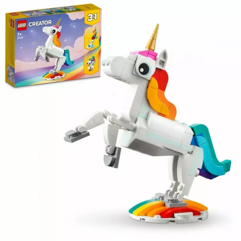 Konstruktors LEGO Creator 3in1 31140 Maģiskais vienradzis, 145 detaļas, 130 mm augstums, vecums 7+