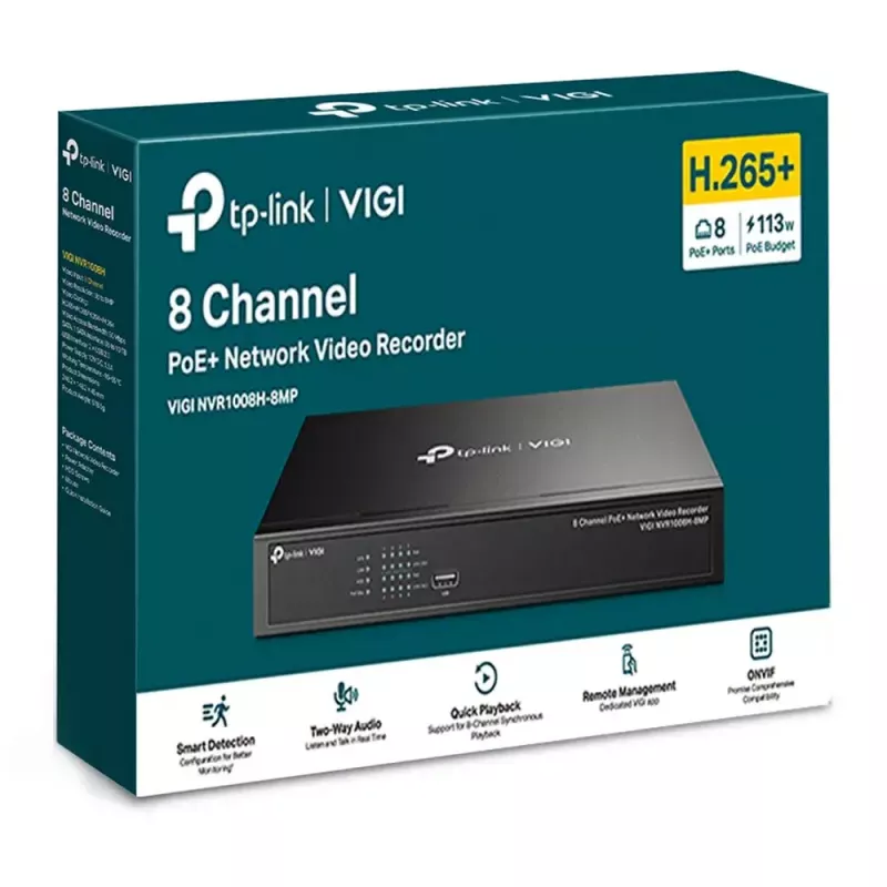 TP-Link VIGI 8 kanālu PoE+ tīkla video reģistrators