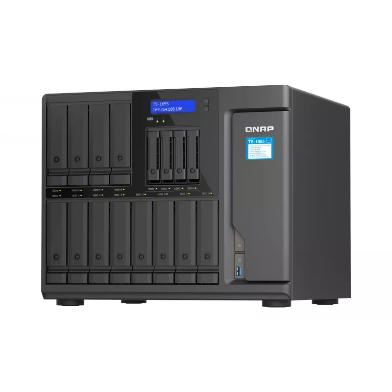 QNAP TS-1655 NAS Tornis Intel Atom® C5125 8 GB DDR4 0 TB QNAP Turbo System Melns