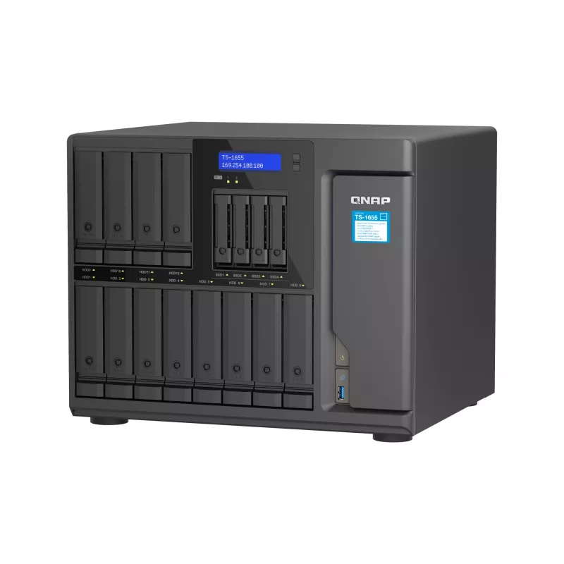 QNAP TS-1655 NAS Tornis Intel Atom® C5125 8 GB DDR4 0 TB QNAP Turbo System Melns