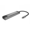 USB centrmezgls NATEC Fowler Go USB 3.2 Gen 1 Type-C nerūsējošais tērauds, 100 W PD, HDMI, Ethernet, karšu lasītājs