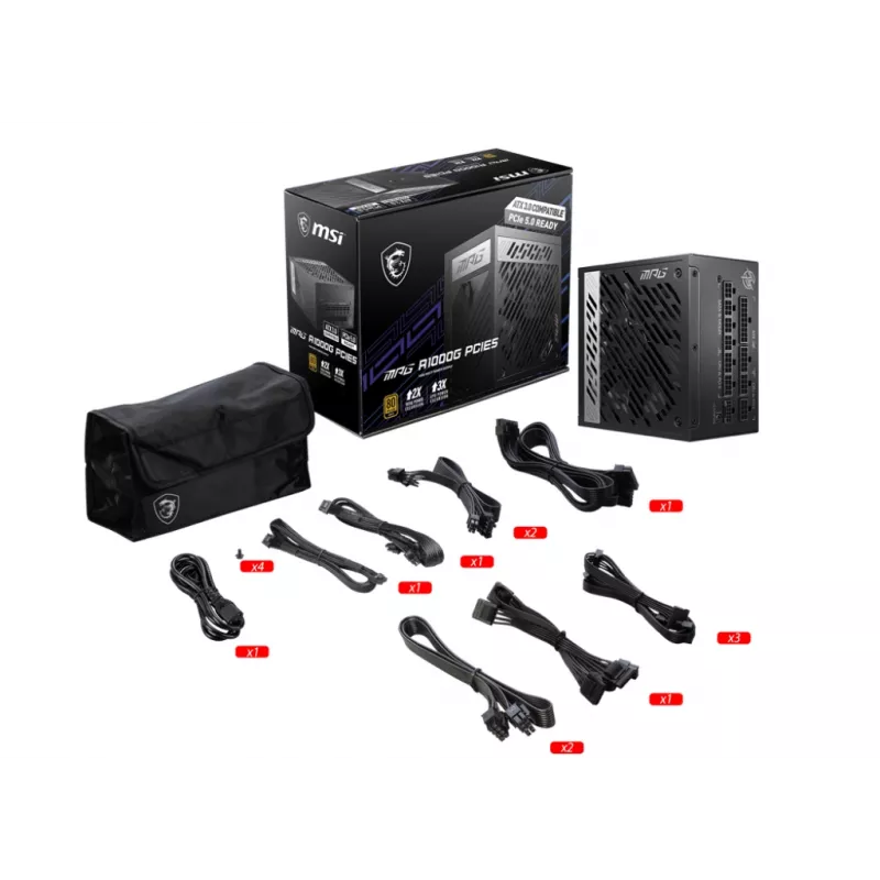 MSI MPG A1000G PCIE5 barošanas bloks 1000 W 20+4 kontaktu ATX ATX Melns