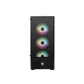 PC korpuss MSI MAG FORGE 112R Midi Tower Melns ar rūdītu stiklu, 3x120mm priekšējie ventilatori, ATX/Micro‑ATX/Mini‑ITX atbalsts