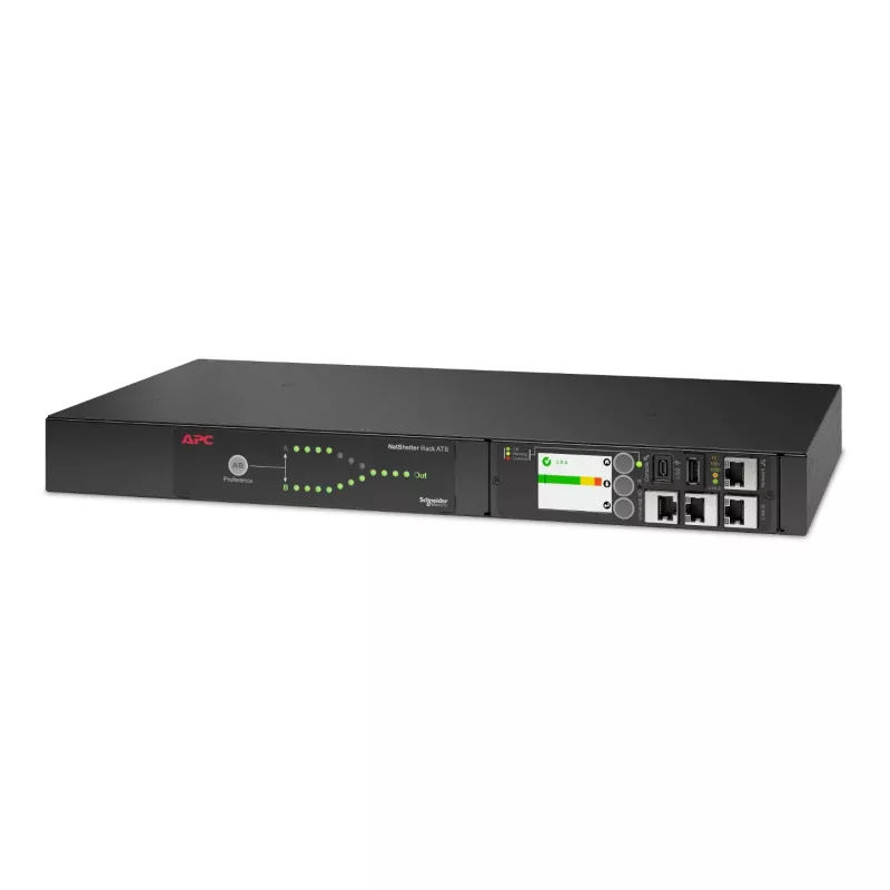 APC automātiskais pārslēgšanas slēdzis AP4423A - (8x) C13 + (1x) C19, 3680 W, uzstādāms plauktā, 1U