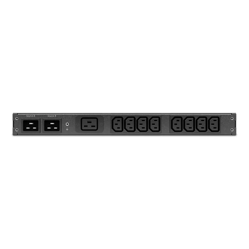 APC automātiskais pārslēgšanas slēdzis AP4423A - (8x) C13 + (1x) C19, 3680 W, uzstādāms plauktā, 1U