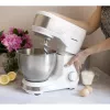 Statīva mikseris BLAUPUNKT SMM501 — 5 L nerūsējošā tērauda bļoda, 1000 W, noliecams galvas mehānisms, rotējoša vadība, balts