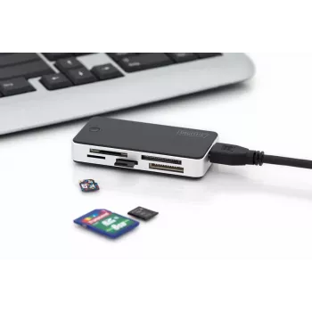 DIGITUS USB 3.0 karšu lasītājs atbalsta MS/SD/SDHC/MiniSD/M2/CF/MD/SDXC kartes 1M USB A savienojuma kabelis