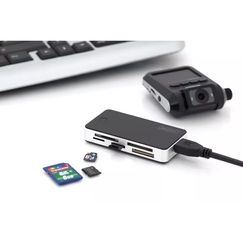 DIGITUS USB 3.0 karšu lasītājs atbalsta MS/SD/SDHC/MiniSD/M2/CF/MD/SDXC kartes 1M USB A savienojuma kabelis