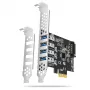 “Axagon PCEU-43RS” PCIe karte - 4x USB 5 Gbps ports, dubulta barošana, “Renesas PD720201”, SP un LP