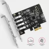 “Axagon PCEU-43RS” PCIe karte - 4x USB 5 Gbps ports, dubulta barošana, “Renesas PD720201”, SP un LP