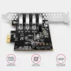 “Axagon PCEU-43RS” PCIe karte - 4x USB 5 Gbps ports, dubulta barošana, “Renesas PD720201”, SP un LP