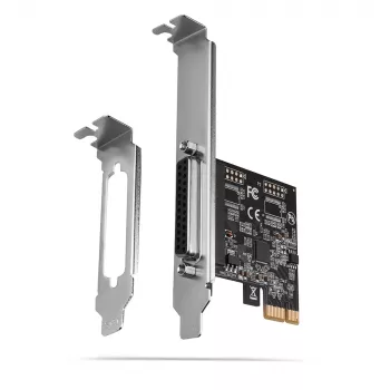 Axagon PCEA-P1N PCIe - 1x paralēlā porta adapteris ar SP & LP, PCIe, Paralēlais, Sieviešu dzimuma, Pilna augstuma / Zema profila, PCIe 2.0, Ķīna