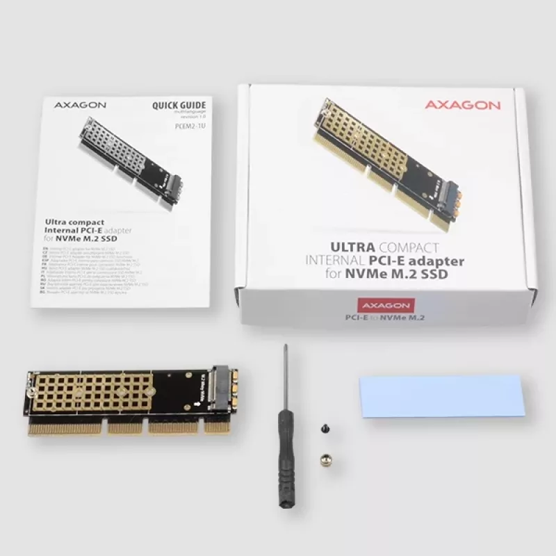 Axagon PCEM2-1U PCIe x16/x8/x4 - M.2 NVMe M-key pieslēgvietas adapteris 1U