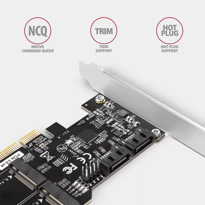 Axagon PCES-SA4M2 PCIe kontrolieris 2x iekšējais SATA 6G ports + M.2 B-key saskarnes kartes/adapteris M.2, SATA