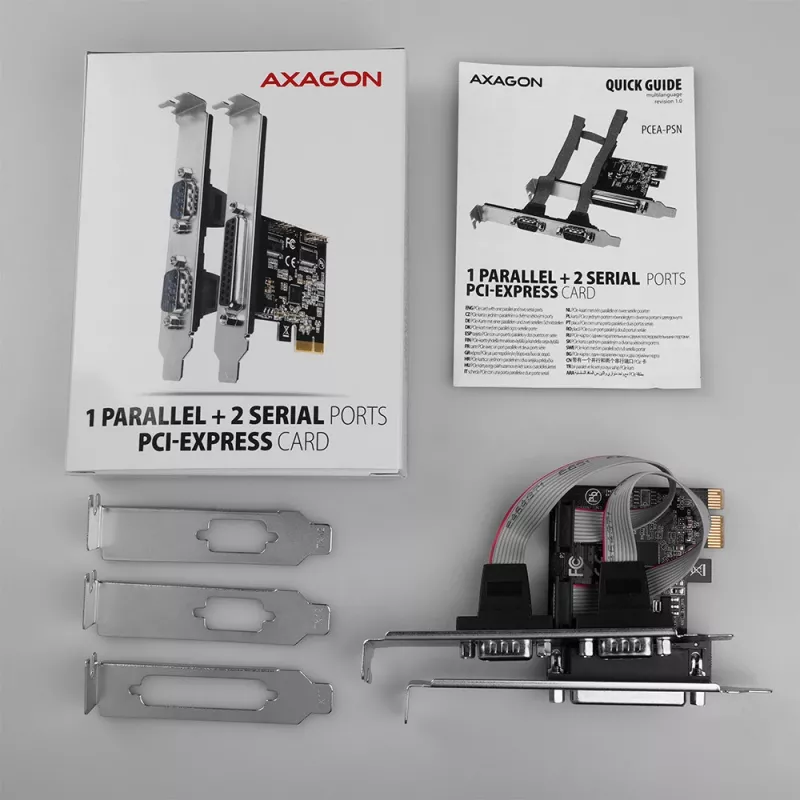 Axagon PCEA-PSN PCIe - 1x paralel & 2x serial port 250 kbps adapter w. SP & LP