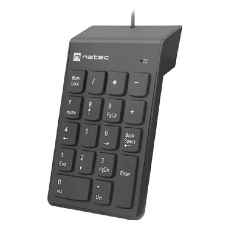 Ciparu Tastatūra NATEC GOBY 2 USB 18 Taustiņi Membrāna Melna — vadu USB, 18 taustiņi, 1,5 m kabelis, ABS korpuss