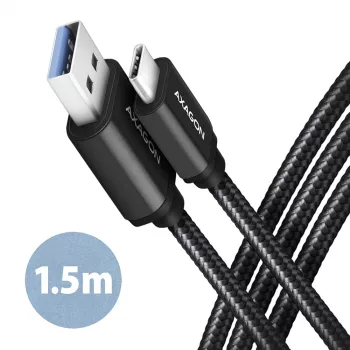 USB kabelis Axagon BUCM3-AM15AB USB 3.2 Gen 1 1,5m USB C USB A Melns