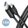 USB kabelis Axagon BUCM3-AM15AB USB 3.2 Gen 1 1,5m USB C USB A Melns