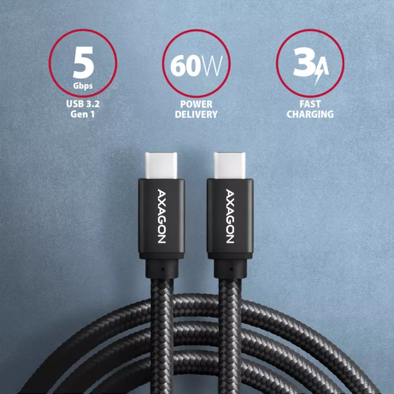 USB kabelis Axagon BUCM3-CM15AB 1,5 m USB 3.2 Gen 1 Melns