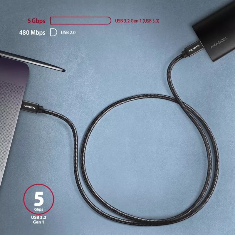 USB kabelis Axagon BUCM3-CM15AB 1,5 m USB 3.2 Gen 1 Melns