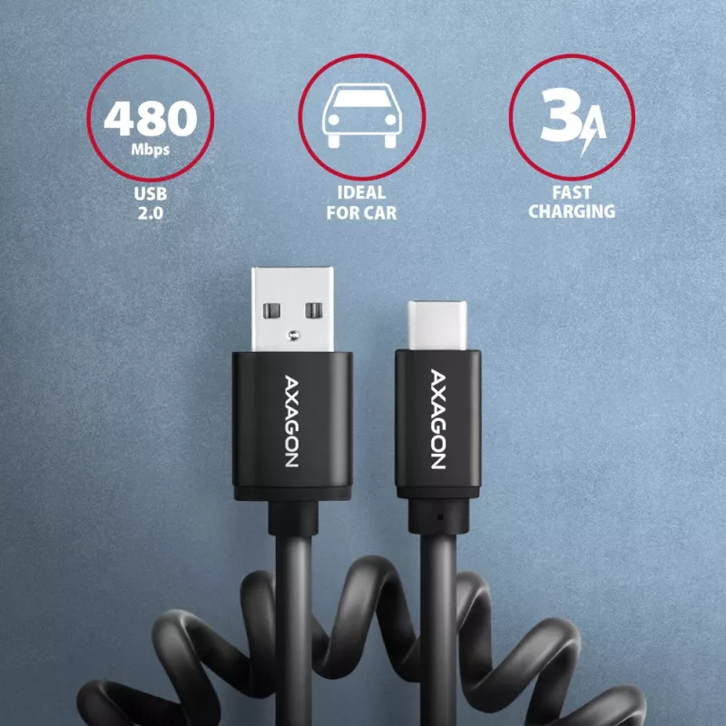 USB kabelis Axagon BUCM-AM10TB USB 2.0 0.6m USB C USB A Melns