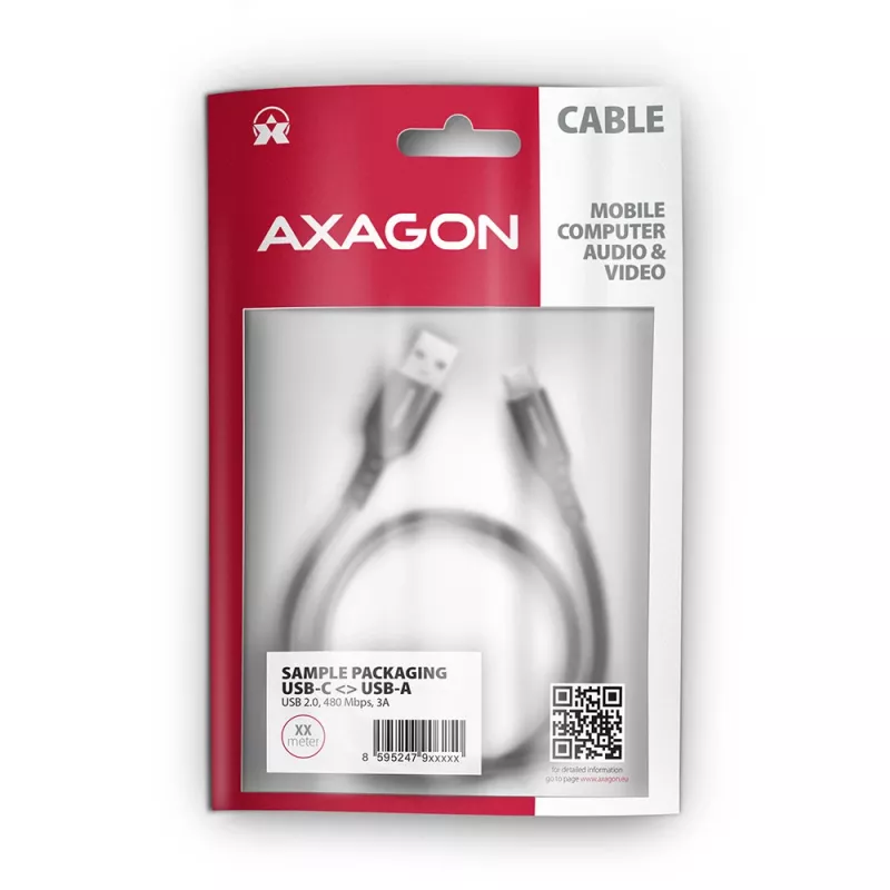 USB kabelis Axagon BUCM-AM20AB 2m USB A USB C Melns