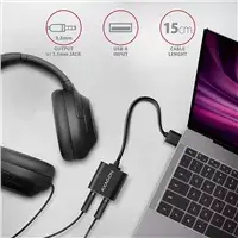 Ārējais USB audio adapteris AXAGON ADA-12 ar 1x 3,5 mm ligzdu austiņām un mikrofonam