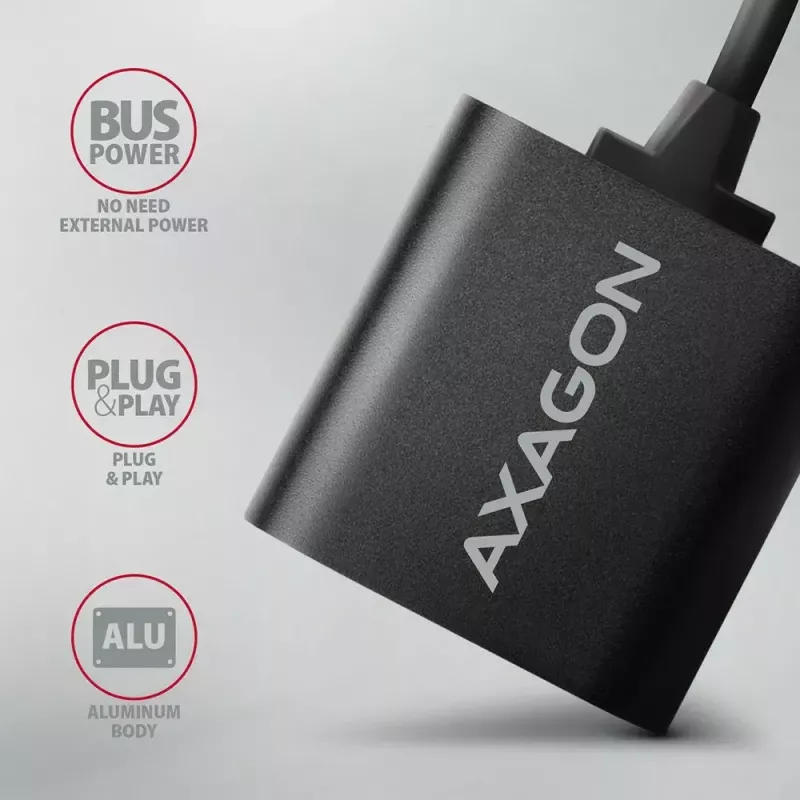 Ārējais USB audio adapteris AXAGON ADA-12 ar 1x 3,5 mm ligzdu austiņām un mikrofonam