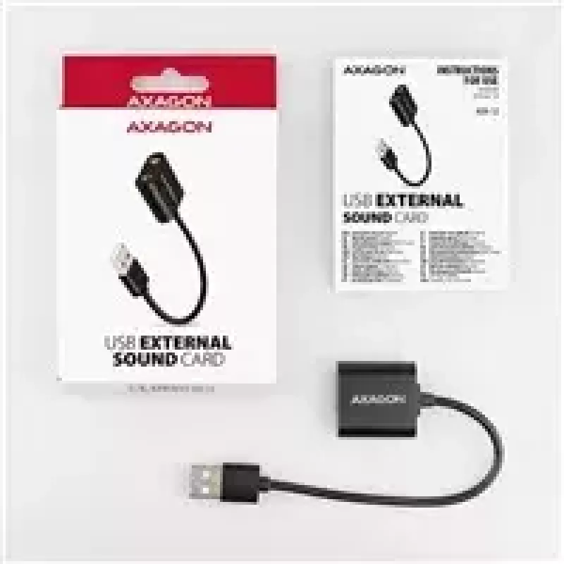 Ārējais USB audio adapteris AXAGON ADA-12 ar 1x 3,5 mm ligzdu austiņām un mikrofonam