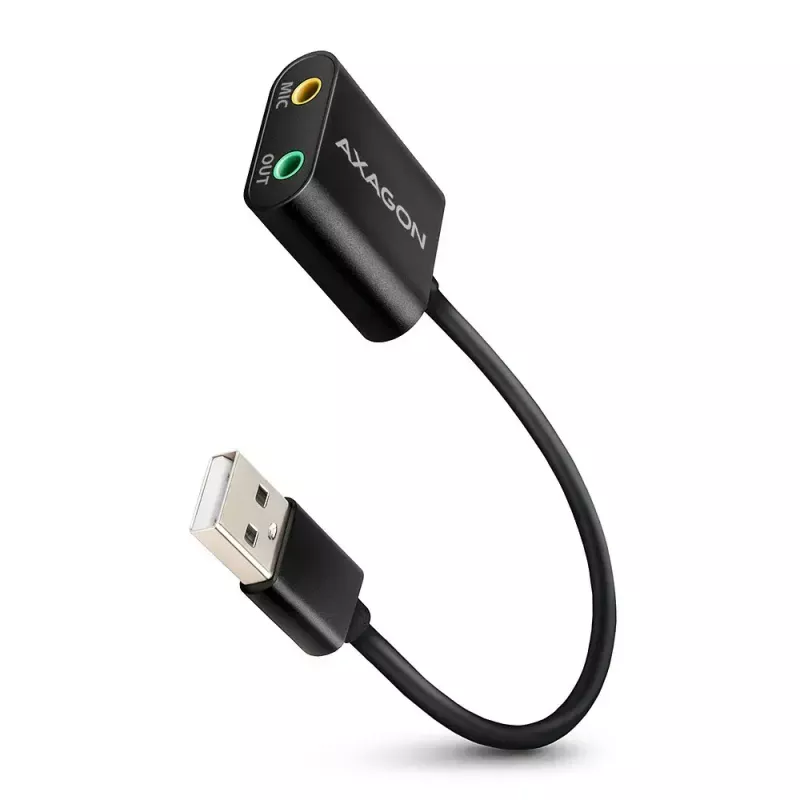 Ārējais USB audio adapteris AXAGON ADA-12 ar 1x 3,5 mm ligzdu austiņām un mikrofonam